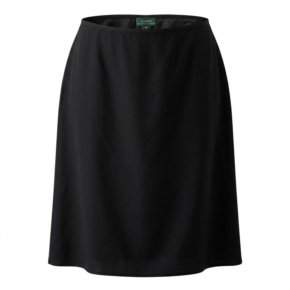 Lauren Ralph Lauren 100% Silk Lined Midi Skirt Black Women Plus Size 16W